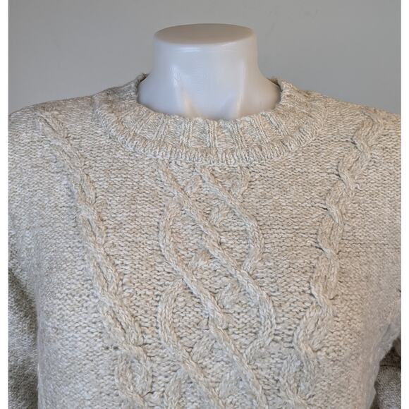 NEW Soft Surroundings Marianna Sweater PXL Heather Taupe Cable Knit Crewneck - Picture 4 of 10